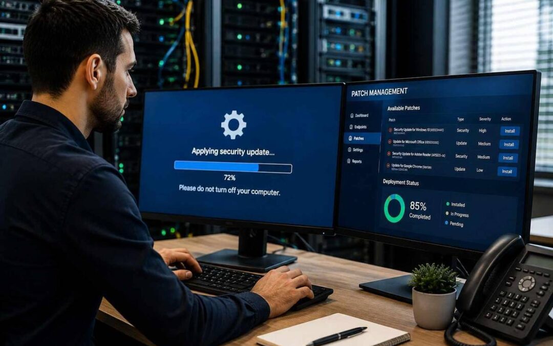 network administrator applying software patch security update