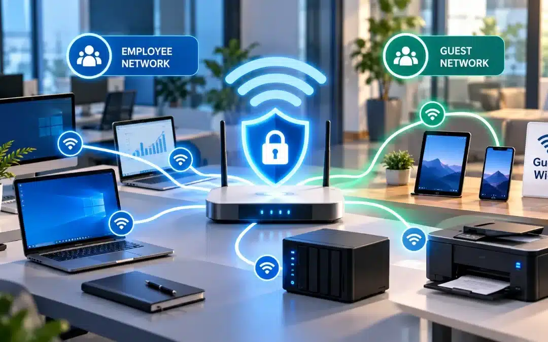 Secure business Wi-Fi network with protected employee and guest connections